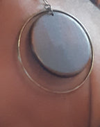 Wood and Metal Hoop Earrings