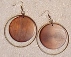 Wood and Metal Hoop Earrings