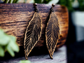 Wooden Art Leaf design Earrings Clip on