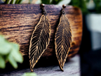 Wooden Art Leaf design Earrings Clip on