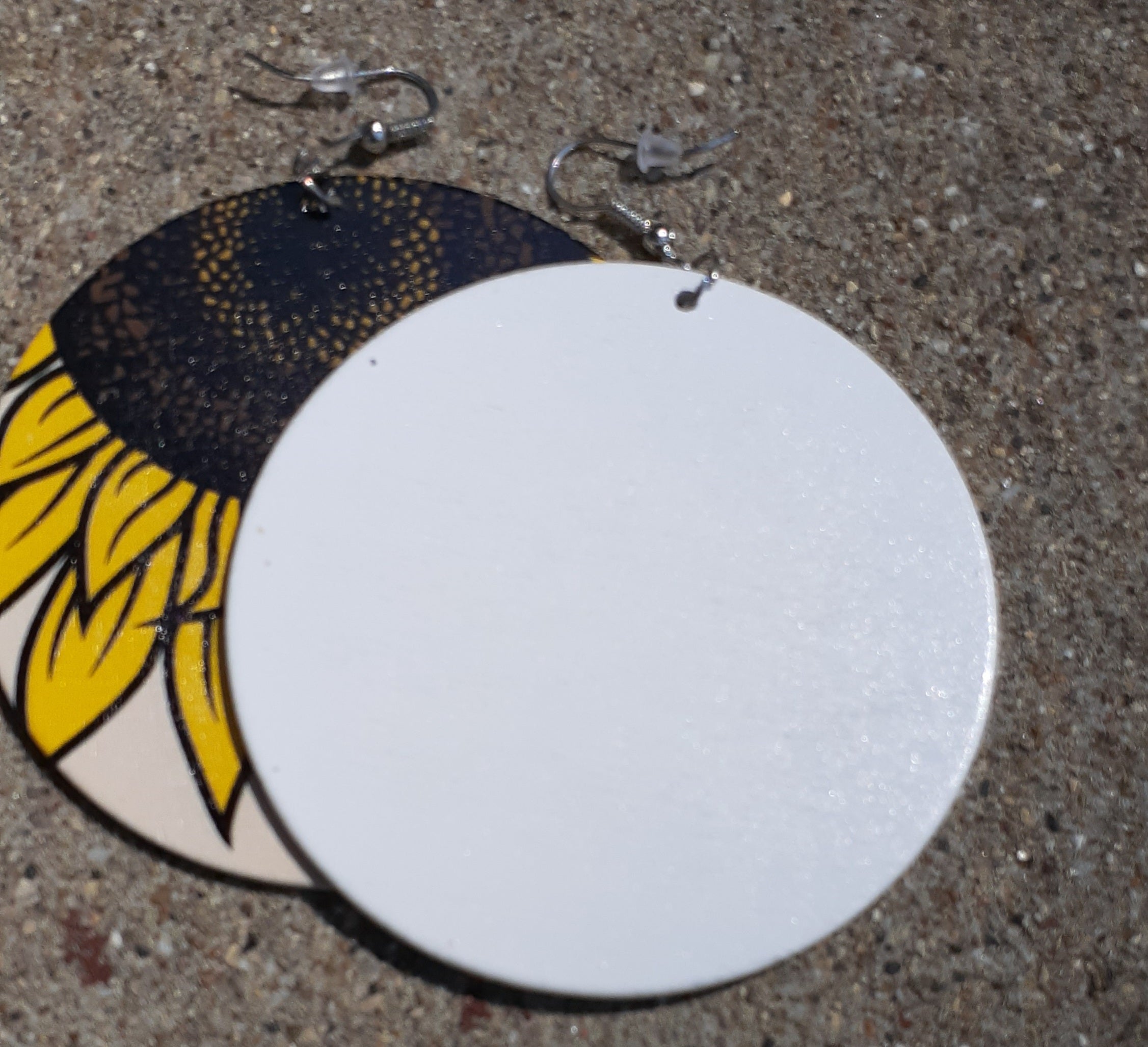 Wooden Sunflower Art Leaf Earrings
