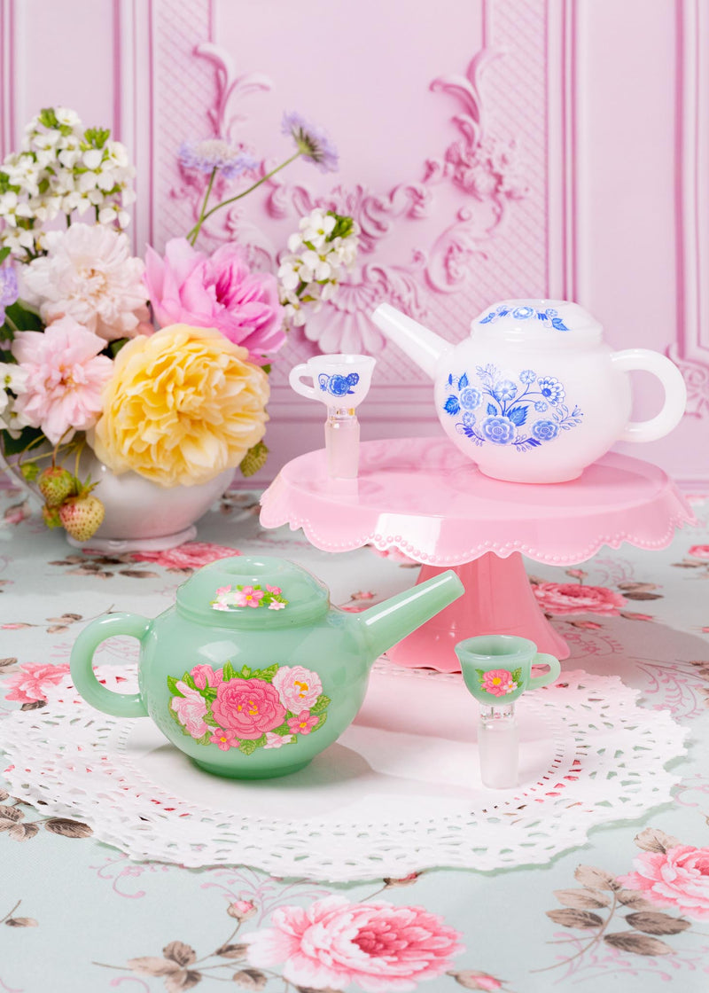 Canna Style JADE FLORAL TEAPOT PIPE