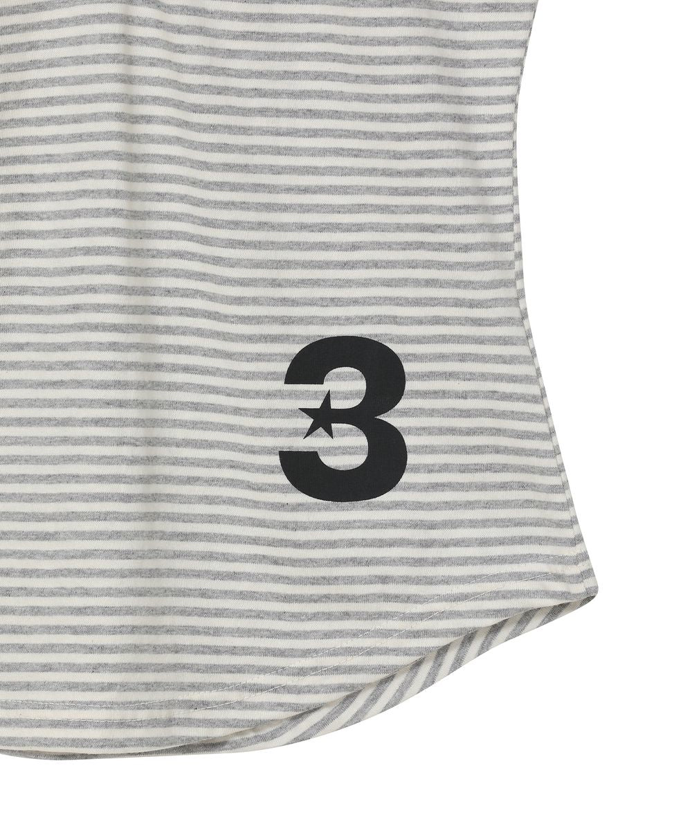 3-Button Angel Slim Fit T-Shirt [Stripe Gray]