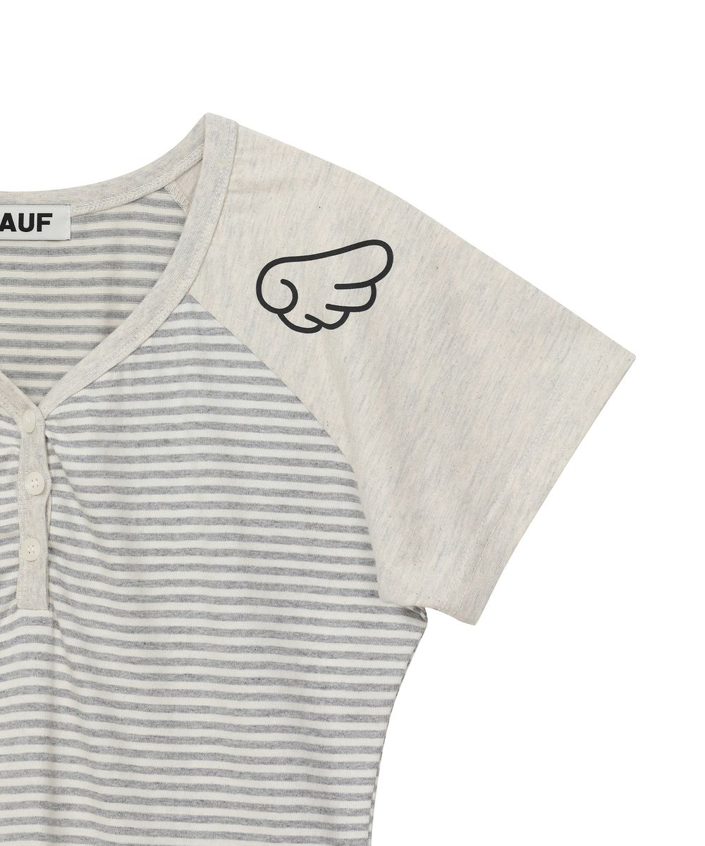 3-Button Angel Slim Fit T-Shirt [Stripe Gray]