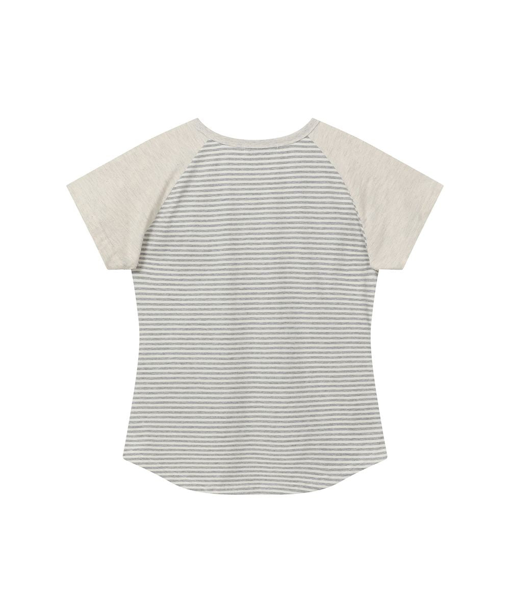 3-Button Angel Slim Fit T-Shirt [Stripe Gray]
