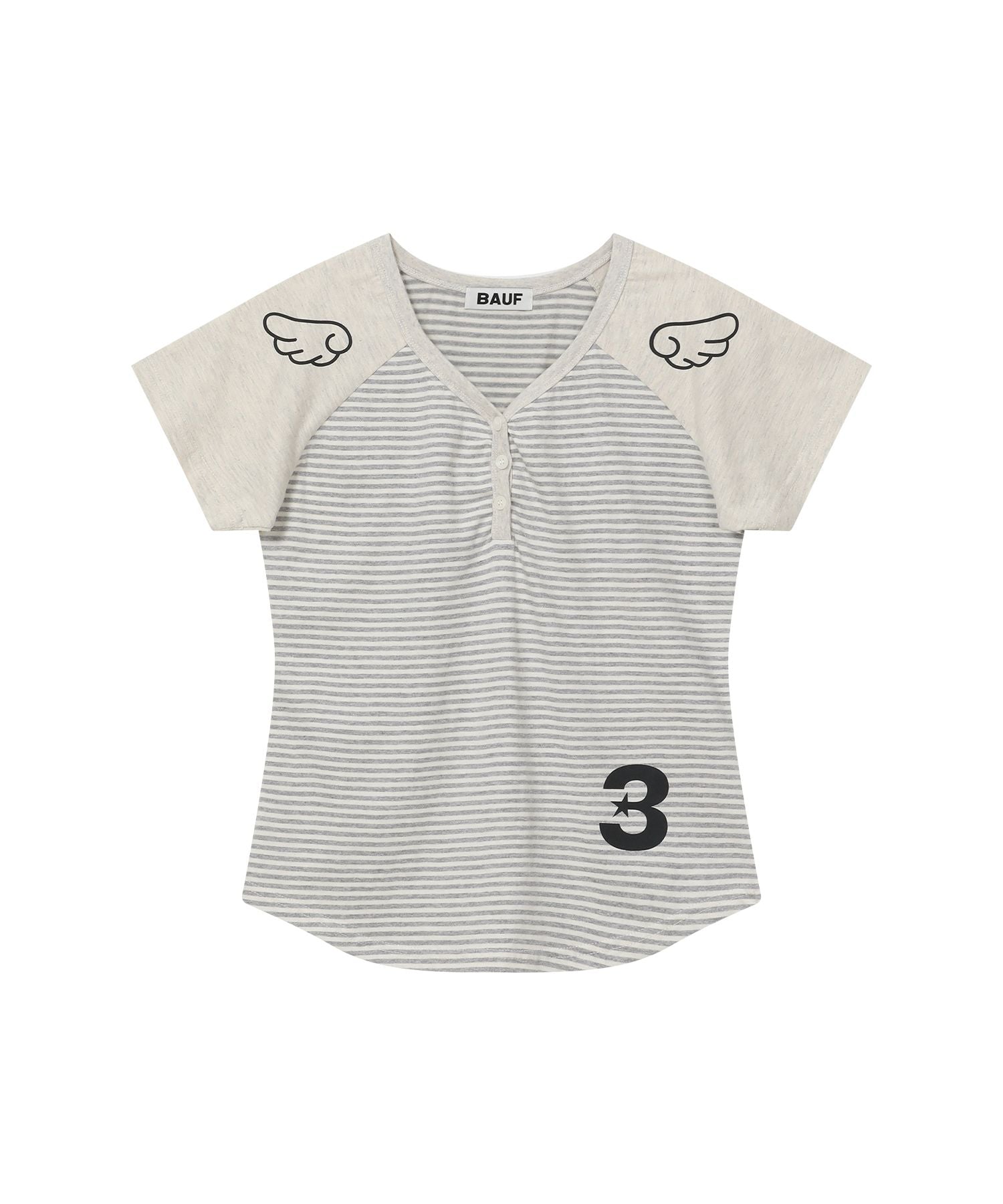 3-Button Angel Slim Fit T-Shirt [Stripe Gray]