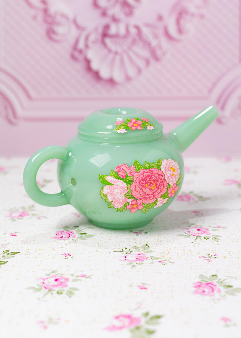 Canna Style JADE FLORAL TEAPOT PIPE