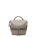Gray Leather Backpack Purse for Women Convertible Crossbody Bag Medium Size with Front and Back Pockets